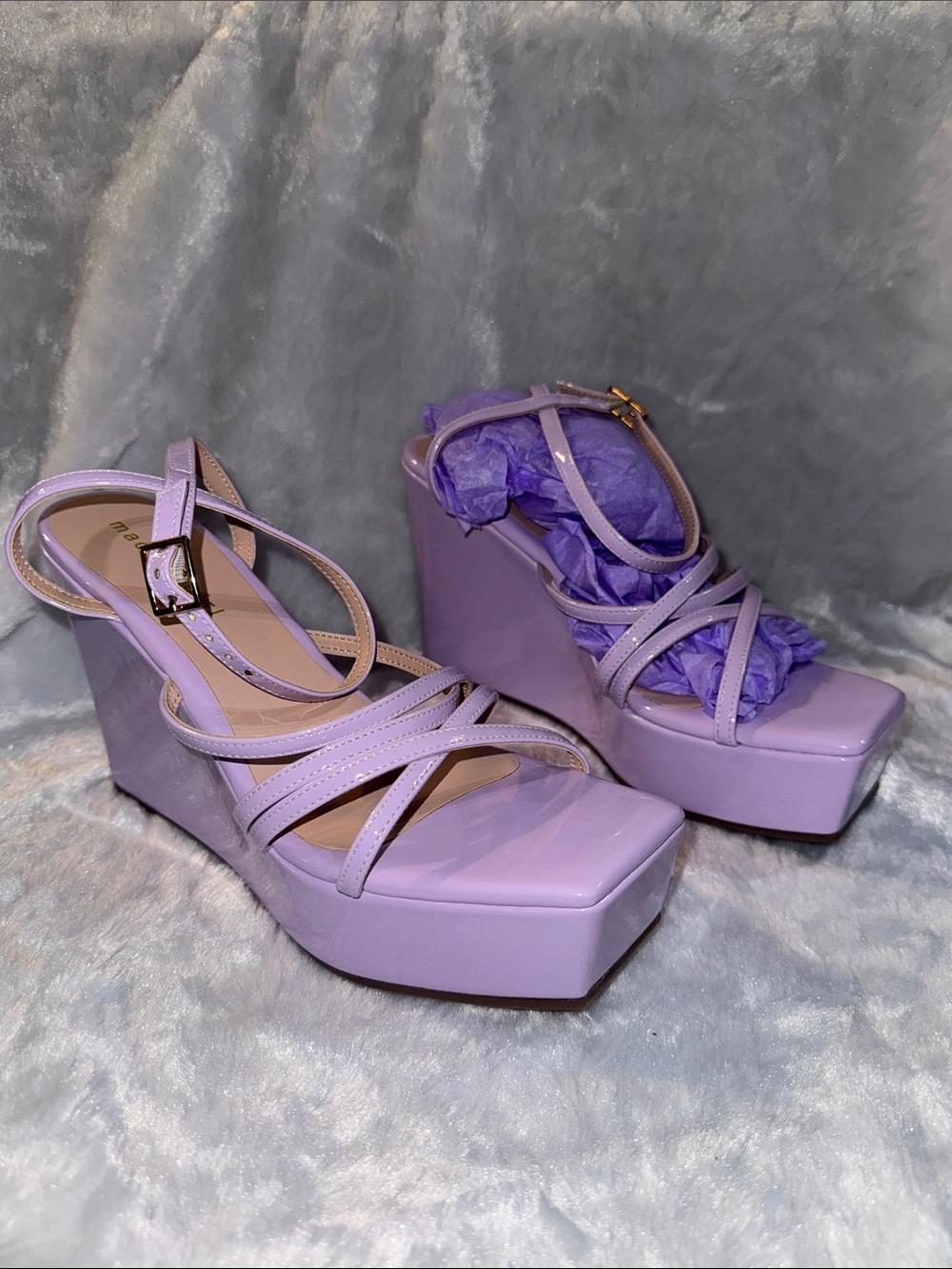 Madden Girl Lilac Patent Platform Wedge Sandals